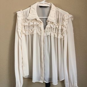 Zara long sleeve ruffle shirt